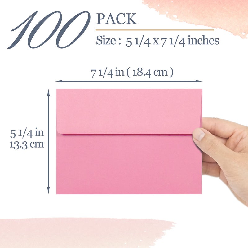 MATICAN Invitation Envelopes, 100-Pack 5x7 Envelopes, A7 Envelopes for Invitations, Pink, 5 1/4 x 7 1/4 Inches - Image 4